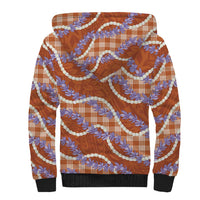 Orange Hawaii Palaka Honohono Pikake Sherpa Hoodie Hawaiian Orchid Lei Polynesian Pattern - Polynesian Pride