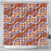 Orange Hawaii Palaka Honohono Pikake Shower Curtain Hawaiian Orchid Lei Polynesian Pattern - Polynesian Pride