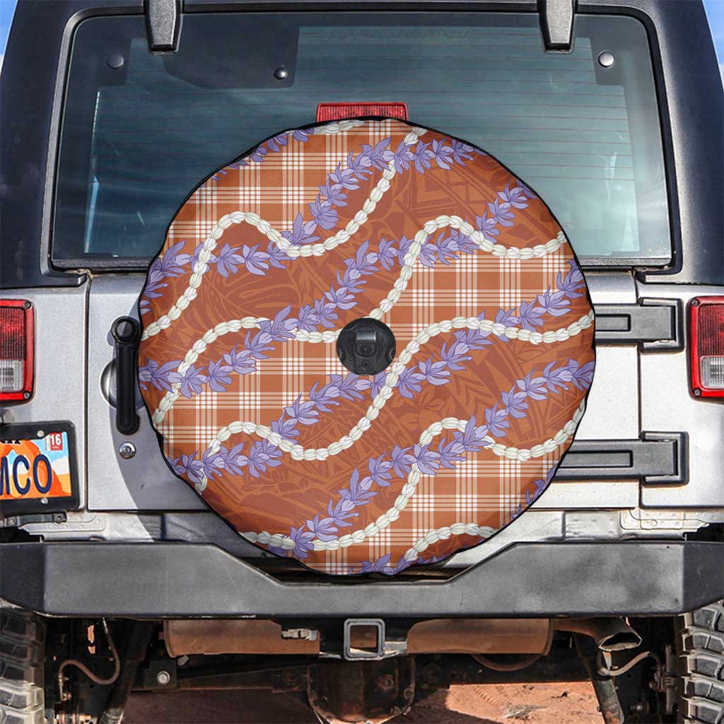 Orange Hawaii Palaka Honohono Pikake Spare Tire Cover Hawaiian Orchid Lei Polynesian Pattern - Polynesian Pride