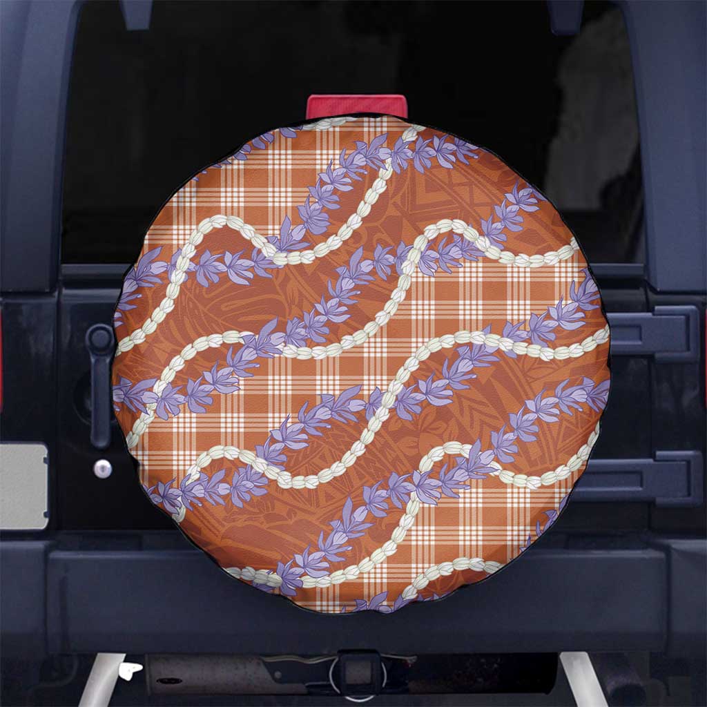 Orange Hawaii Palaka Honohono Pikake Spare Tire Cover Hawaiian Orchid Lei Polynesian Pattern - Polynesian Pride