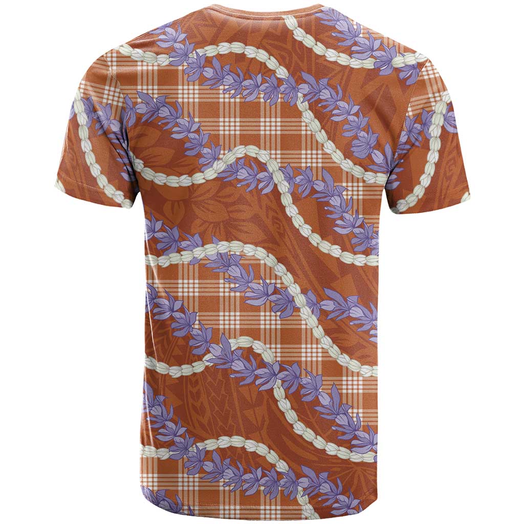 Orange Hawaii Palaka Honohono Pikake T Shirt Hawaiian Orchid Lei Polynesian Pattern - Polynesian Pride