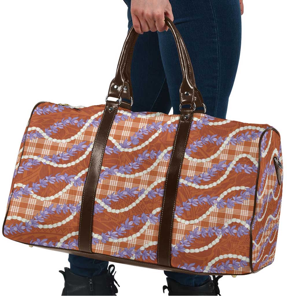 Orange Hawaii Palaka Honohono Pikake Travel Bag Hawaiian Orchid Lei Polynesian Pattern - Polynesian Pride