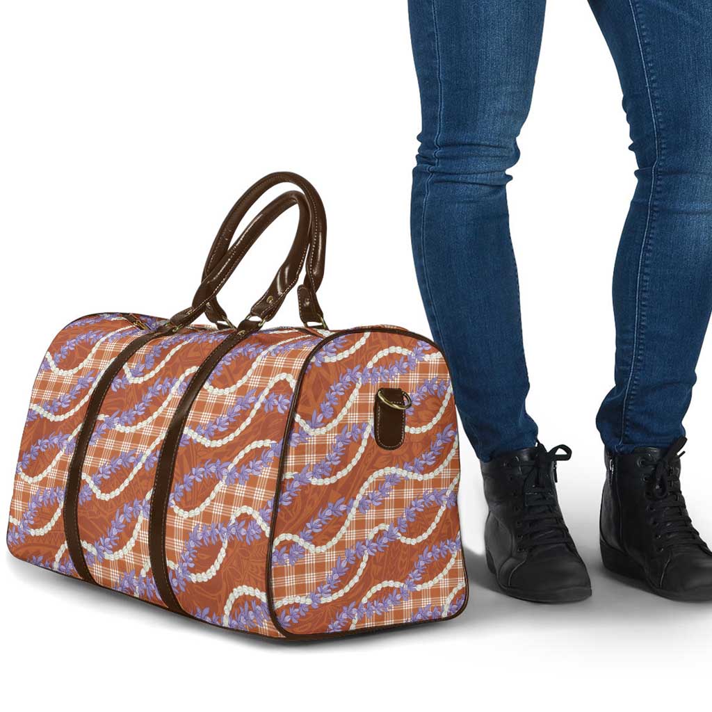 Orange Hawaii Palaka Honohono Pikake Travel Bag Hawaiian Orchid Lei Polynesian Pattern - Polynesian Pride