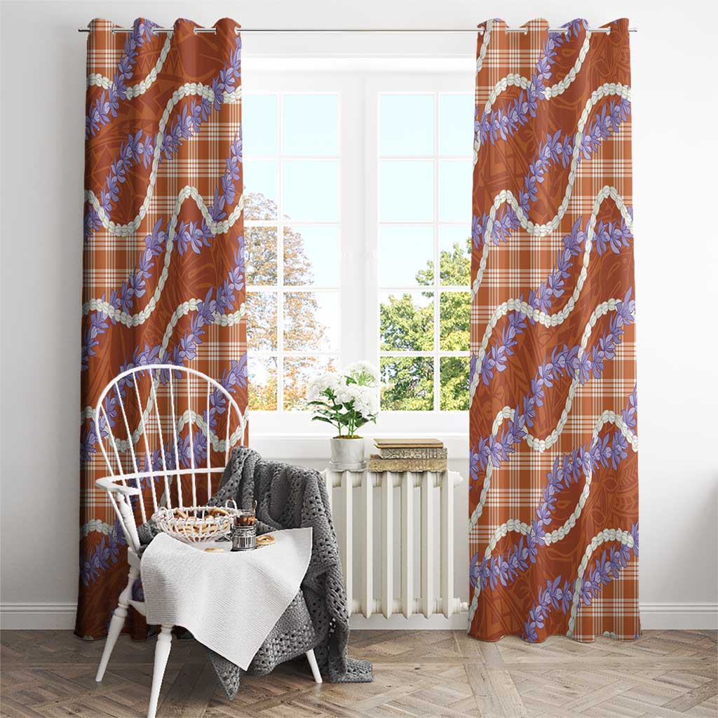Orange Hawaii Palaka Honohono Pikake Window Curtain Hawaiian Orchid Lei Polynesian Pattern - Polynesian Pride