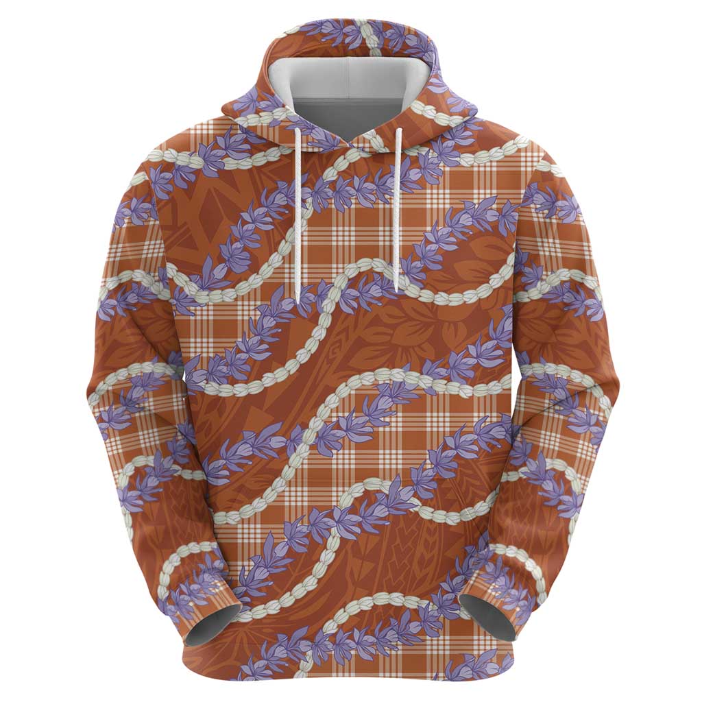 Orange Hawaii Palaka Honohono Pikake Zip Hoodie Hawaiian Orchid Lei Polynesian Pattern - Polynesian Pride