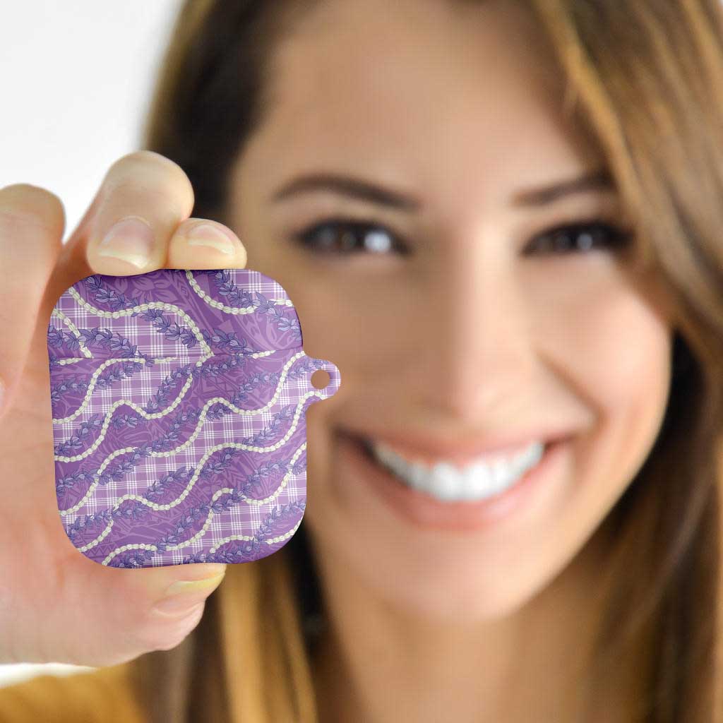 Purple Hawaii Palaka Honohono Pikake AirPods Case Hawaiian Orchid Lei Polynesian Pattern - Polynesian Pride
