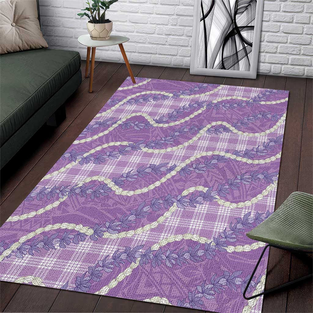 Purple Hawaii Palaka Honohono Pikake Area Rug Hawaiian Orchid Lei Polynesian Pattern - Polynesian Pride