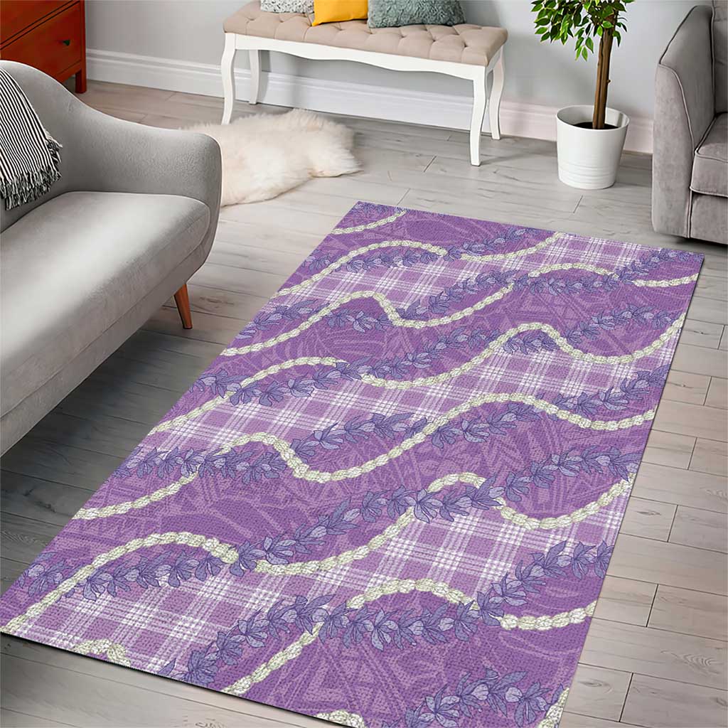 Purple Hawaii Palaka Honohono Pikake Area Rug Hawaiian Orchid Lei Polynesian Pattern - Polynesian Pride