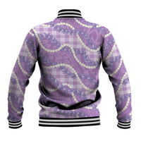 Purple Hawaii Palaka Honohono Pikake Baseball Jacket Hawaiian Orchid Lei Polynesian Pattern - Polynesian Pride