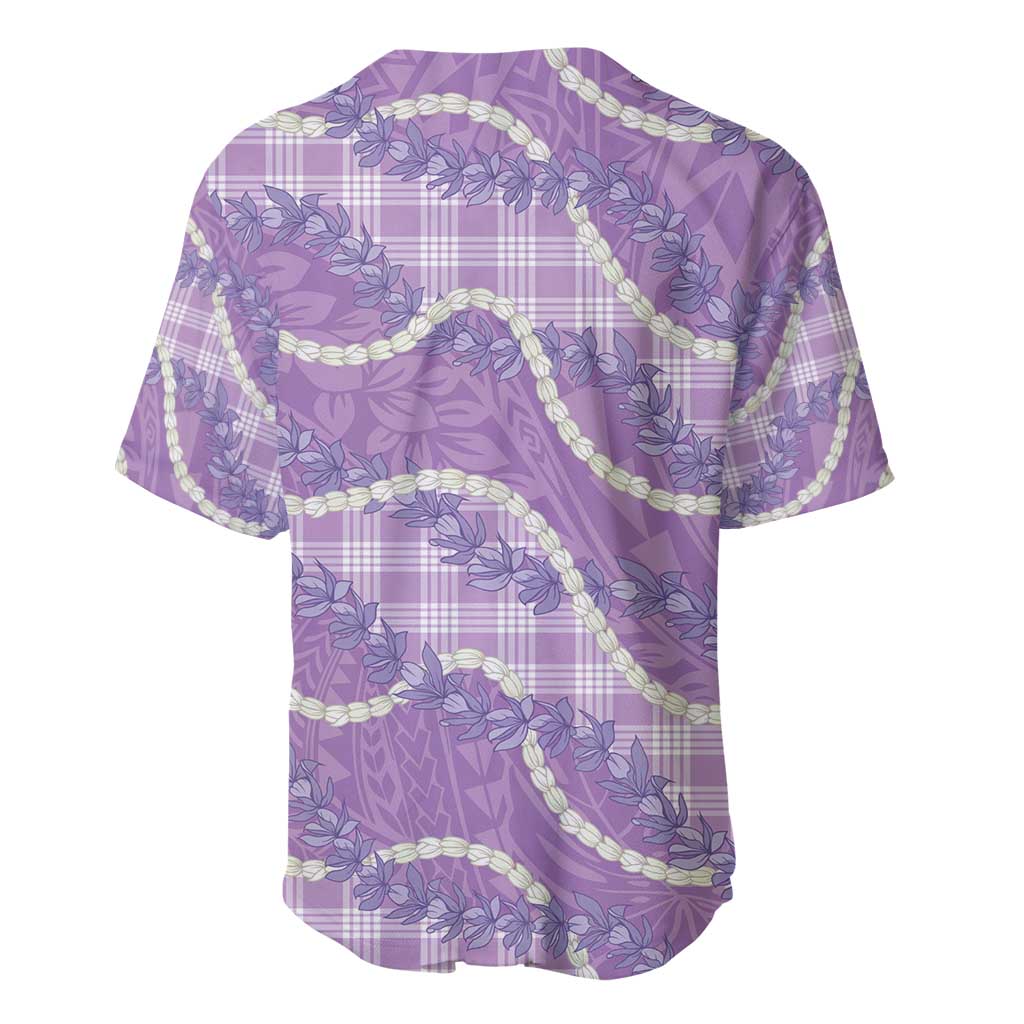 Purple Hawaii Palaka Honohono Pikake Baseball Jersey Hawaiian Orchid Lei Polynesian Pattern - Polynesian Pride