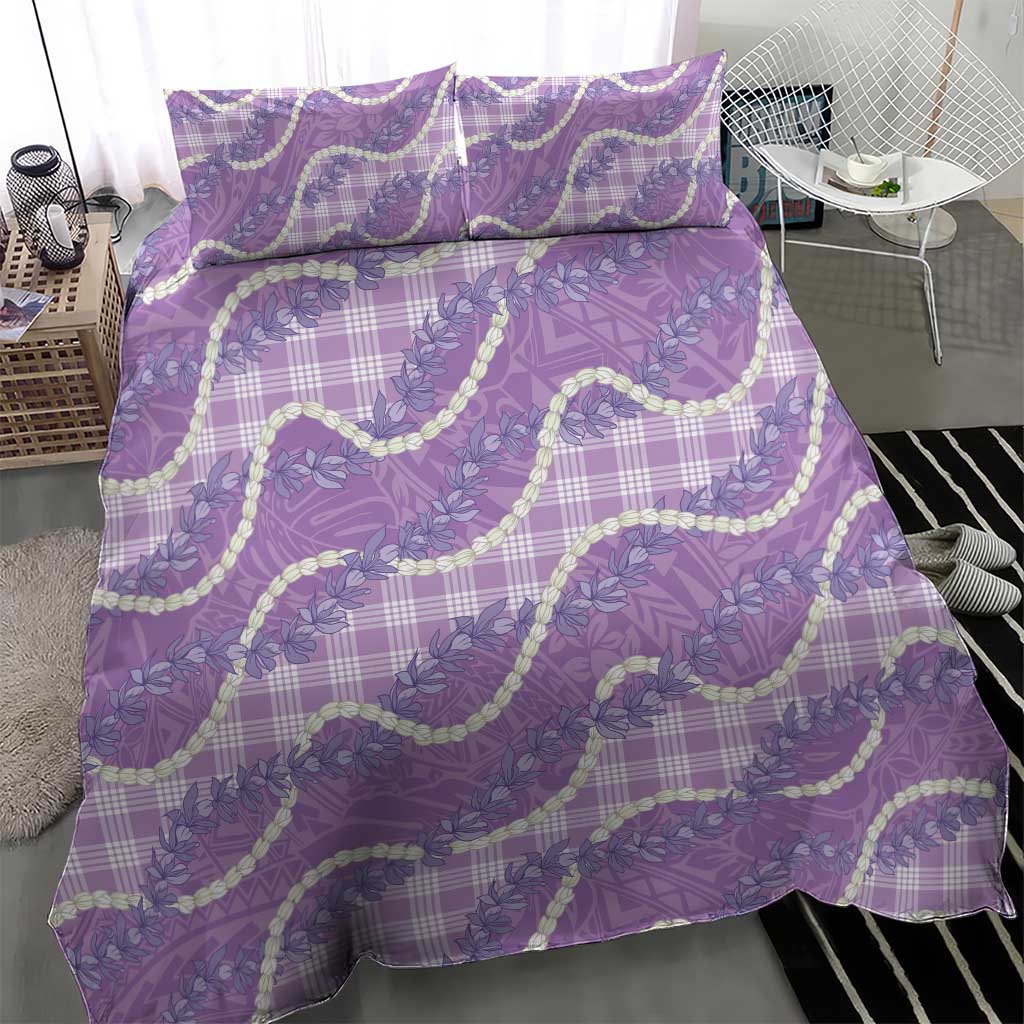 Purple Hawaii Palaka Honohono Pikake Bedding Set Hawaiian Orchid Lei Polynesian Pattern - Polynesian Pride