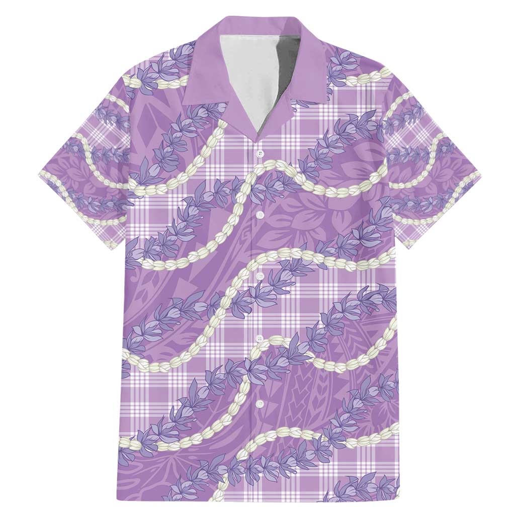 Purple Hawaii Palaka Honohono Pikake Family Matching Mermaid Dress and Hawaiian Shirt Hawaiian Orchid Lei Polynesian Pattern - Polynesian Pride