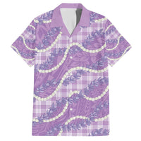 Purple Hawaii Palaka Honohono Pikake Family Matching Off Shoulder Maxi Dress and Hawaiian Shirt Hawaiian Orchid Lei Polynesian Pattern - Polynesian Pride