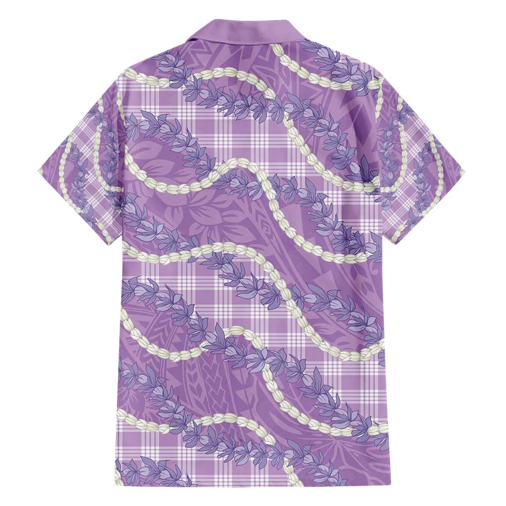 Purple Hawaii Palaka Honohono Pikake Family Matching Short Sleeve Bodycon Dress and Hawaiian Shirt Hawaiian Orchid Lei Polynesian Pattern - Polynesian Pride