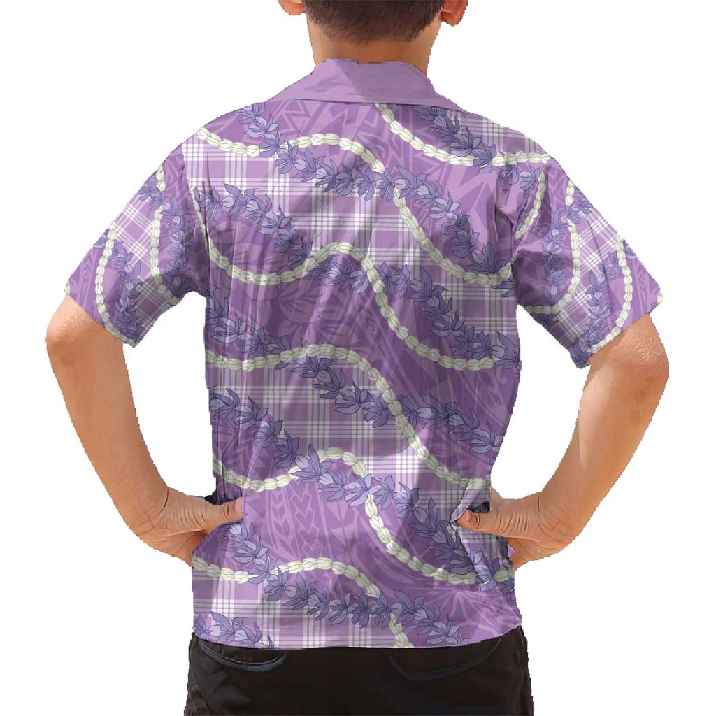 Purple Hawaii Palaka Honohono Pikake Family Matching Tank Maxi Dress and Hawaiian Shirt Hawaiian Orchid Lei Polynesian Pattern - Polynesian Pride