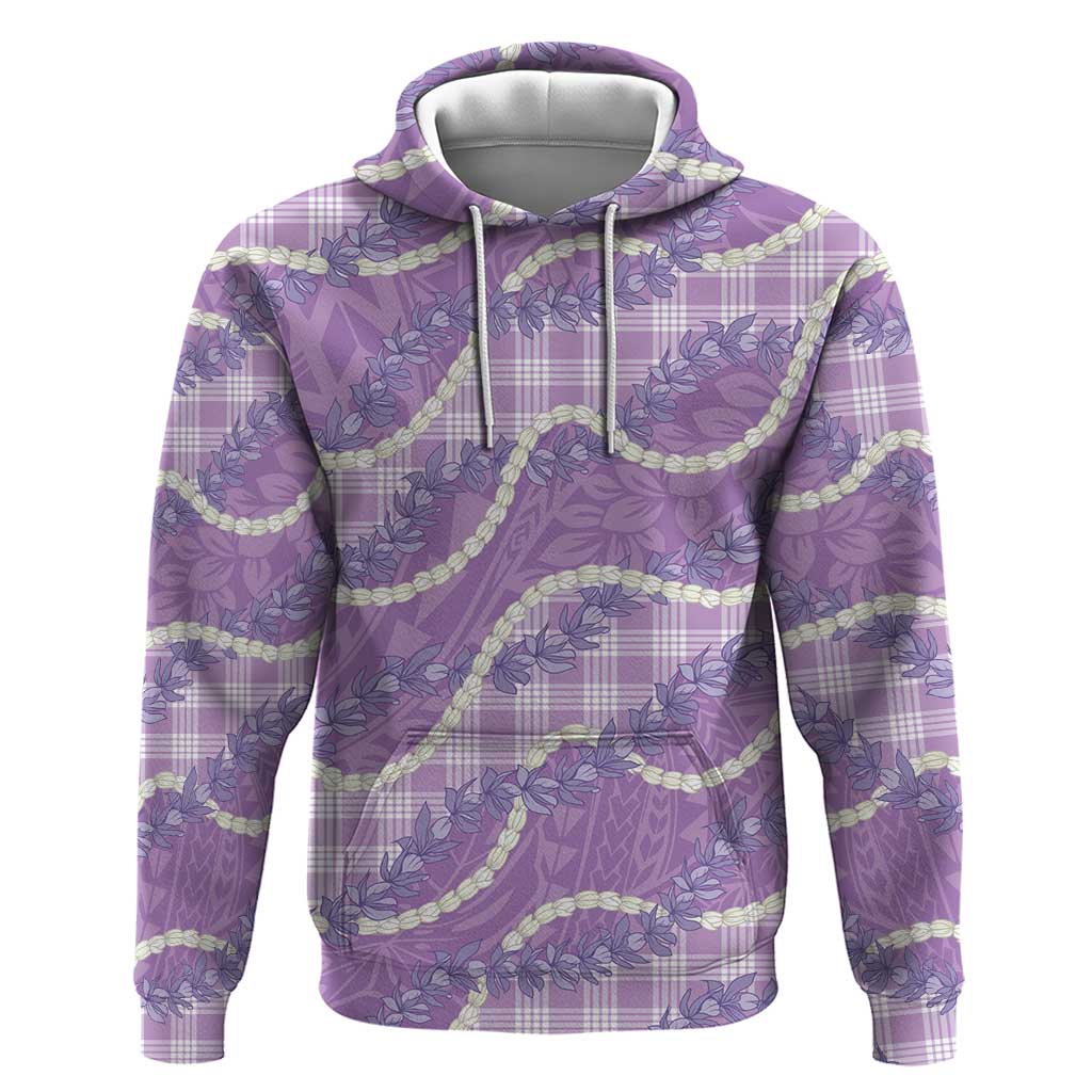 Purple Hawaii Palaka Honohono Pikake Hoodie Hawaiian Orchid Lei Polynesian Pattern - Polynesian Pride