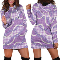 Purple Hawaii Palaka Honohono Pikake Hoodie Dress Hawaiian Orchid Lei Polynesian Pattern - Polynesian Pride