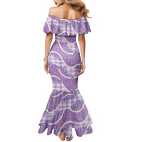 Purple Hawaii Palaka Honohono Pikake Mermaid Dress Hawaiian Orchid Lei Polynesian Pattern - Polynesian Pride