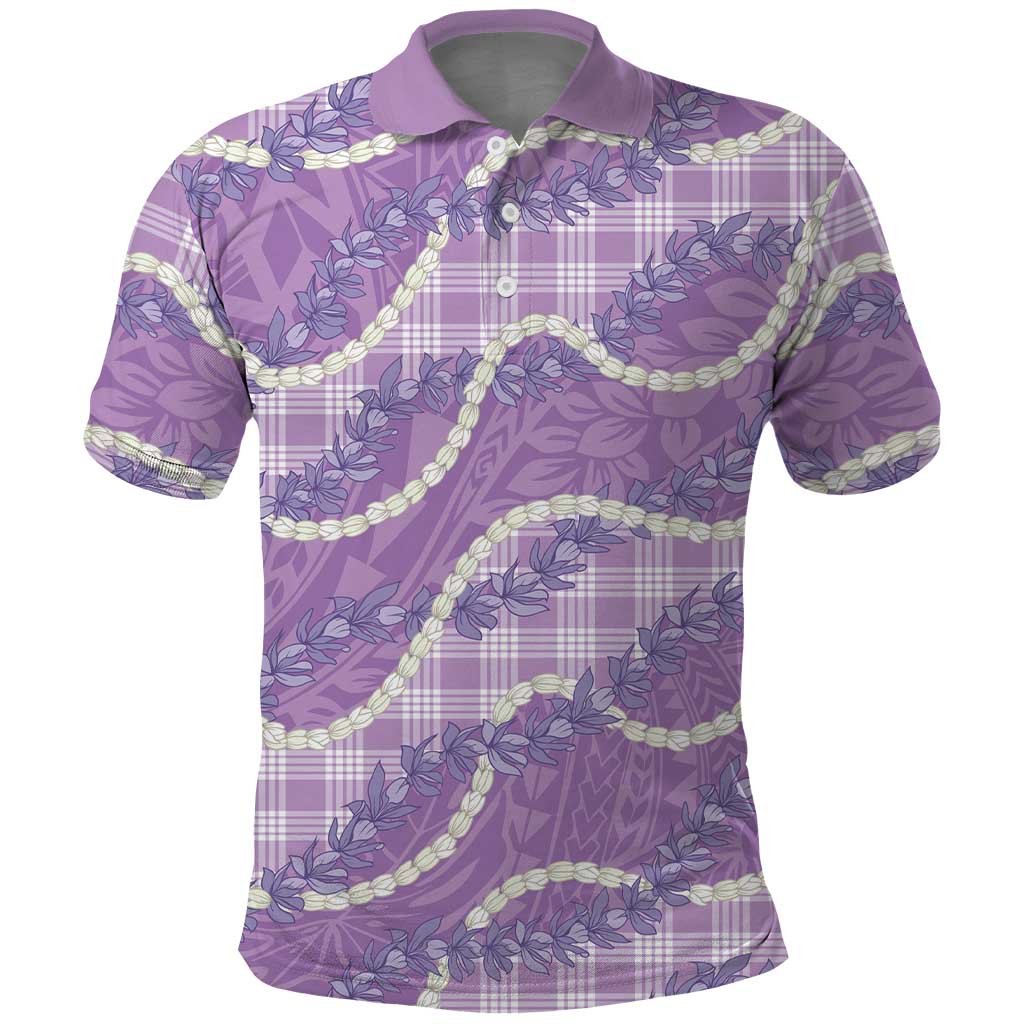 Purple Hawaii Palaka Honohono Pikake Polo Shirt Hawaiian Orchid Lei Polynesian Pattern - Polynesian Pride