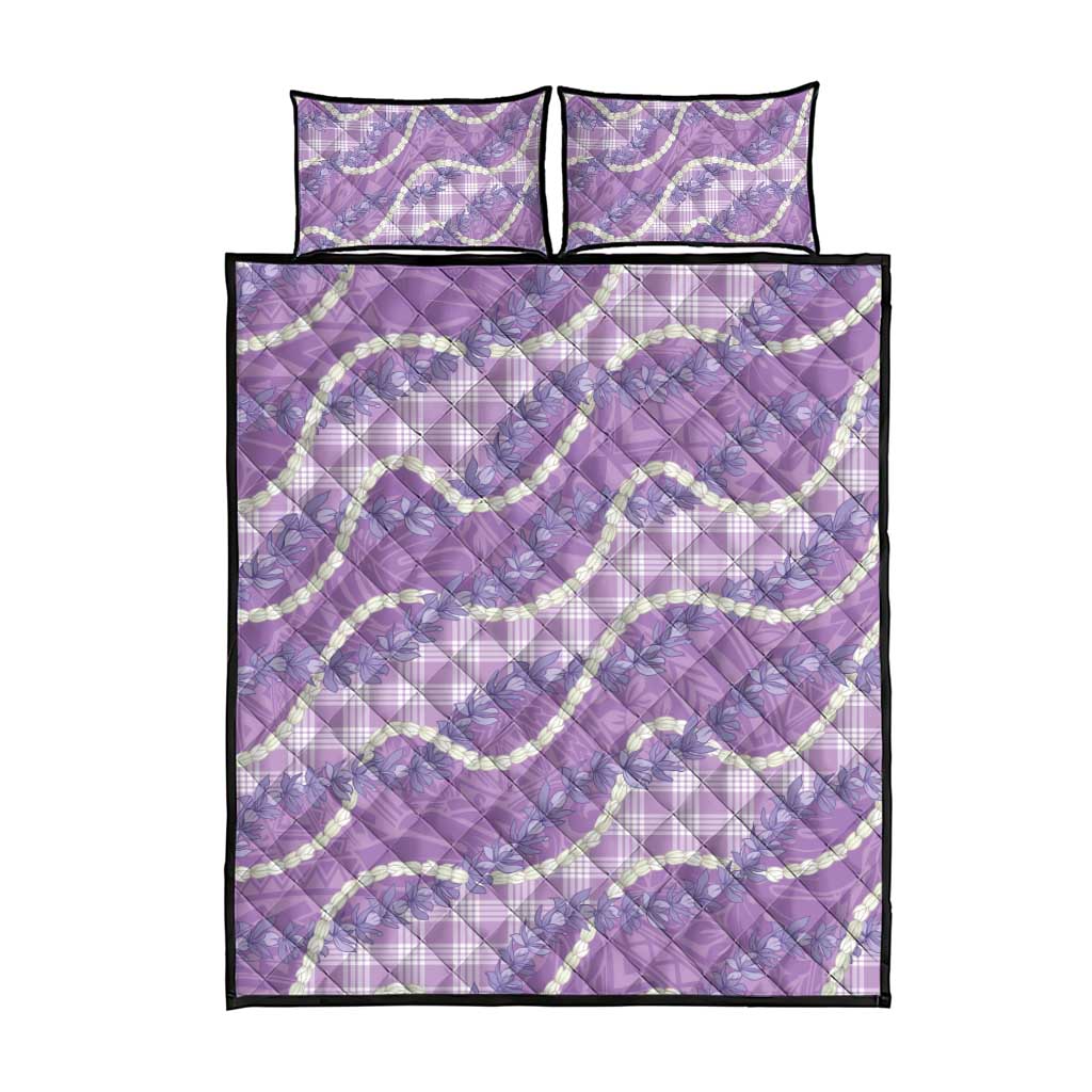 Purple Hawaii Palaka Honohono Pikake Quilt Bed Set Hawaiian Orchid Lei Polynesian Pattern - Polynesian Pride
