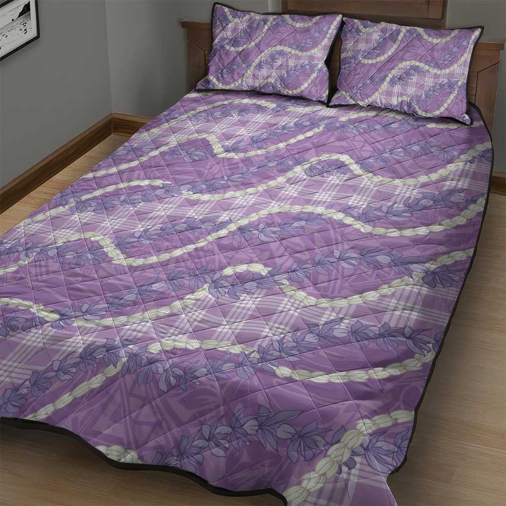 Purple Hawaii Palaka Honohono Pikake Quilt Bed Set Hawaiian Orchid Lei Polynesian Pattern - Polynesian Pride