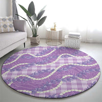 Purple Hawaii Palaka Honohono Pikake Round Carpet Hawaiian Orchid Lei Polynesian Pattern - Polynesian Pride