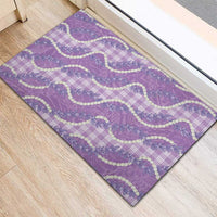 Purple Hawaii Palaka Honohono Pikake Rubber Doormat Hawaiian Orchid Lei Polynesian Pattern - Polynesian Pride