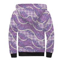 Purple Hawaii Palaka Honohono Pikake Sherpa Hoodie Hawaiian Orchid Lei Polynesian Pattern - Polynesian Pride