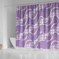 Purple Hawaii Palaka Honohono Pikake Shower Curtain Hawaiian Orchid Lei Polynesian Pattern - Polynesian Pride