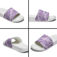 Purple Hawaii Palaka Honohono Pikake Slide Sandals Hawaiian Orchid Lei Polynesian Pattern - Polynesian Pride