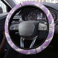 Purple Hawaii Palaka Honohono Pikake Steering Wheel Cover Hawaiian Orchid Lei Polynesian Pattern - Polynesian Pride