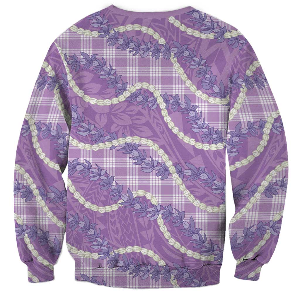 Purple Hawaii Palaka Honohono Pikake Sweatshirt Hawaiian Orchid Lei Polynesian Pattern - Polynesian Pride