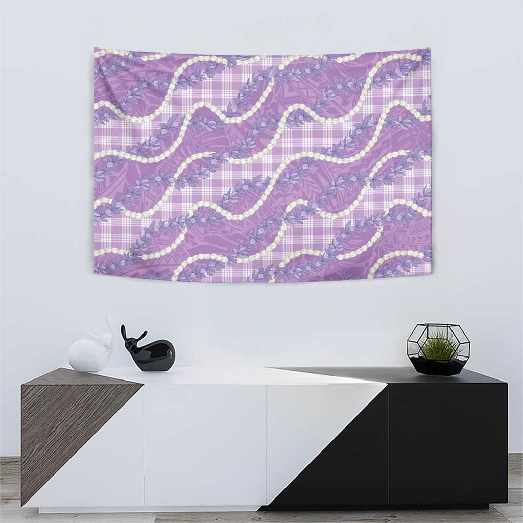 Purple Hawaii Palaka Honohono Pikake Tapestry Hawaiian Orchid Lei Polynesian Pattern - Polynesian Pride