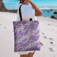 Purple Hawaii Palaka Honohono Pikake Tote Bag Hawaiian Orchid Lei Polynesian Pattern - Polynesian Pride
