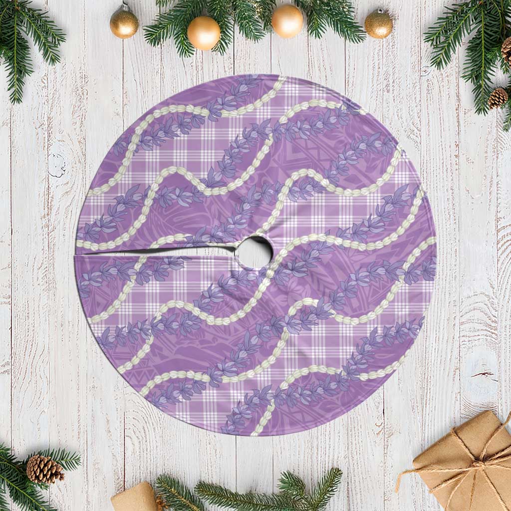 Purple Hawaii Palaka Honohono Pikake Tree Skirt Hawaiian Orchid Lei Polynesian Pattern - Polynesian Pride