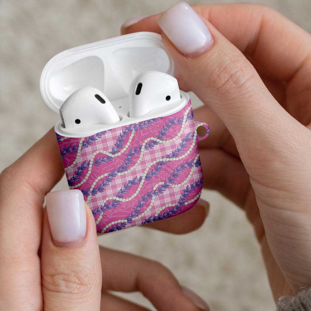 Pink Hawaii Palaka Honohono Pikake AirPods Case Hawaiian Orchid Lei Polynesian Pattern - Polynesian Pride
