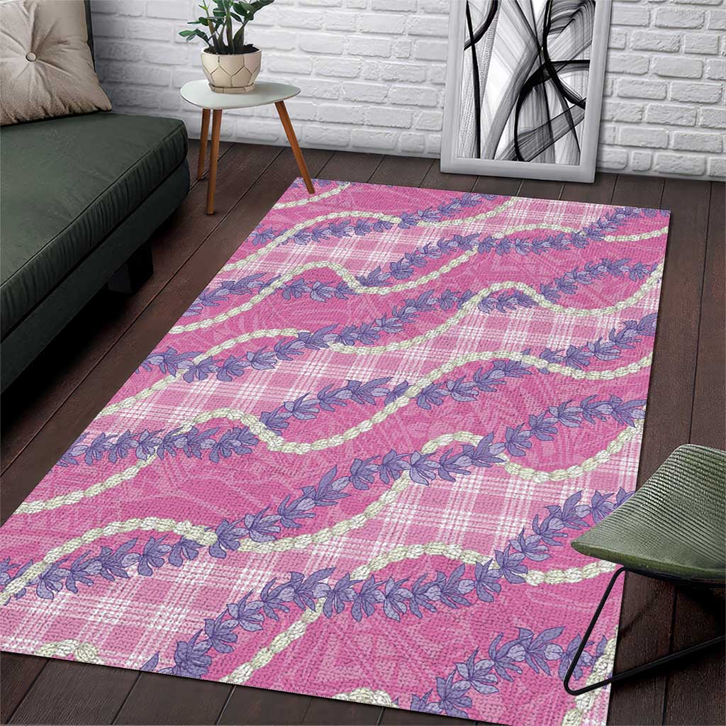 Pink Hawaii Palaka Honohono Pikake Area Rug Hawaiian Orchid Lei Polynesian Pattern - Polynesian Pride