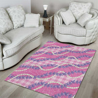 Pink Hawaii Palaka Honohono Pikake Area Rug Hawaiian Orchid Lei Polynesian Pattern - Polynesian Pride