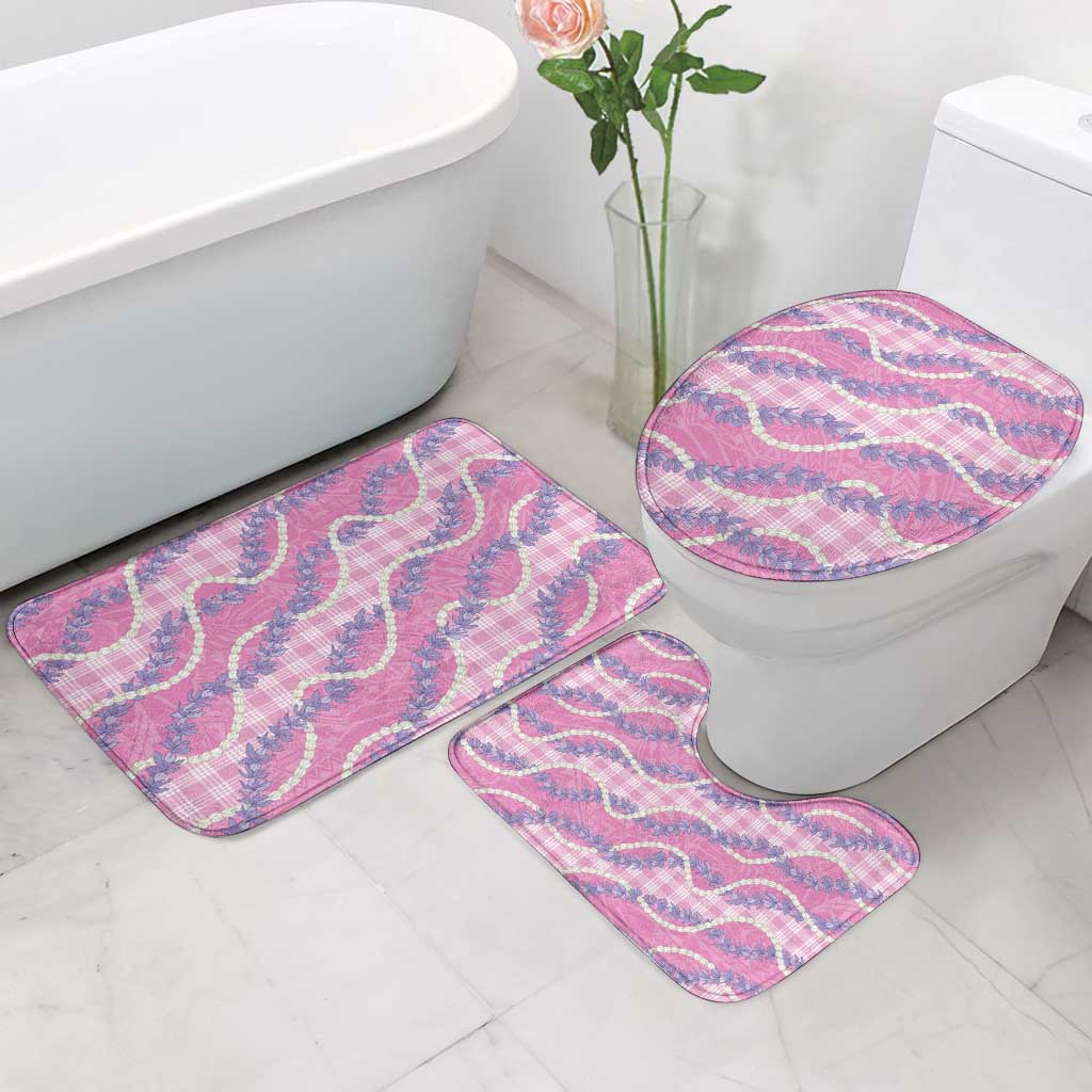 Pink Hawaii Palaka Honohono Pikake Bathroom Set Hawaiian Orchid Lei Polynesian Pattern - Polynesian Pride