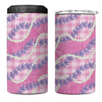 Pink Hawaii Palaka Honohono Pikake 4 in 1 Can Cooler Tumbler Hawaiian Orchid Lei Polynesian Pattern - Polynesian Pride