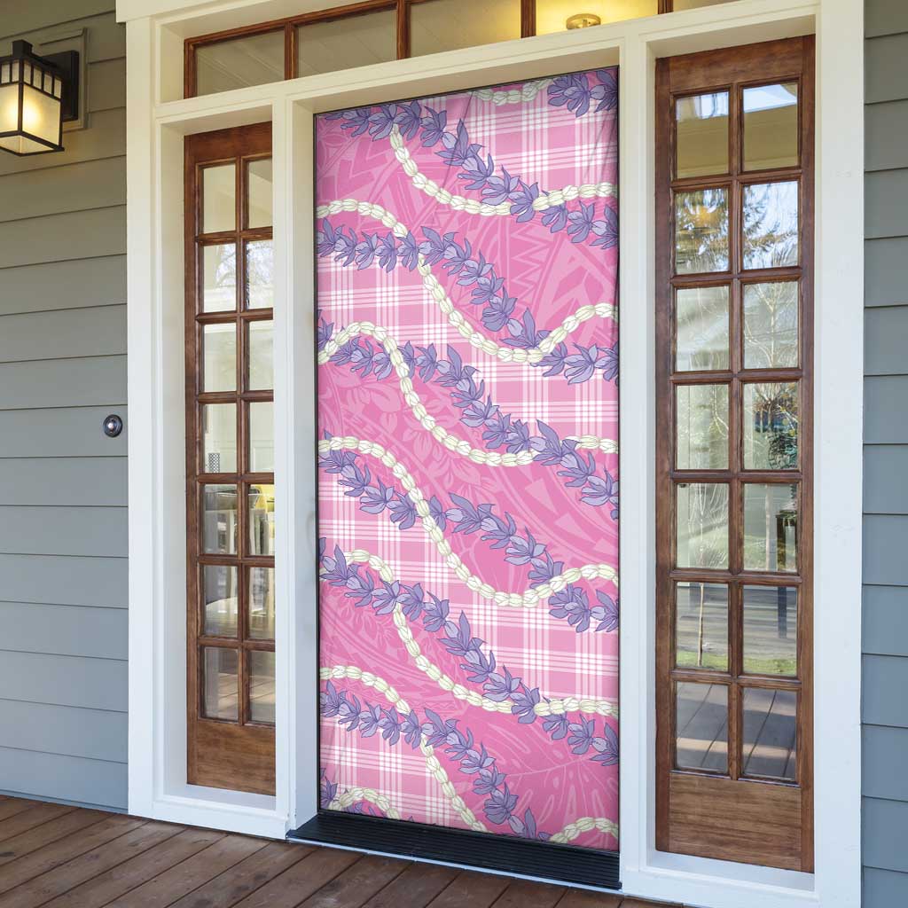 Pink Hawaii Palaka Honohono Pikake Door Cover Hawaiian Orchid Lei Polynesian Pattern - Polynesian Pride