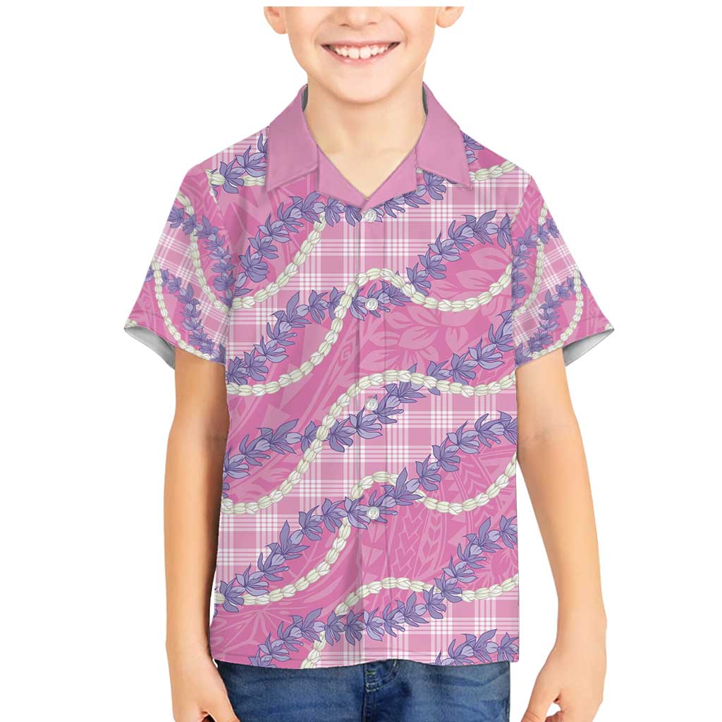 Pink Hawaii Palaka Honohono Pikake Family Matching Mermaid Dress and Hawaiian Shirt Hawaiian Orchid Lei Polynesian Pattern - Polynesian Pride