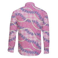 Pink Hawaii Palaka Honohono Pikake Family Matching Off Shoulder Maxi Dress and Hawaiian Shirt Hawaiian Orchid Lei Polynesian Pattern - Polynesian Pride