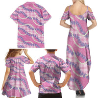 Pink Hawaii Palaka Honohono Pikake Family Matching Summer Maxi Dress and Hawaiian Shirt Hawaiian Orchid Lei Polynesian Pattern - Polynesian Pride