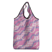 Pink Hawaii Palaka Honohono Pikake Grocery Bag Hawaiian Orchid Lei Polynesian Pattern - Polynesian Pride