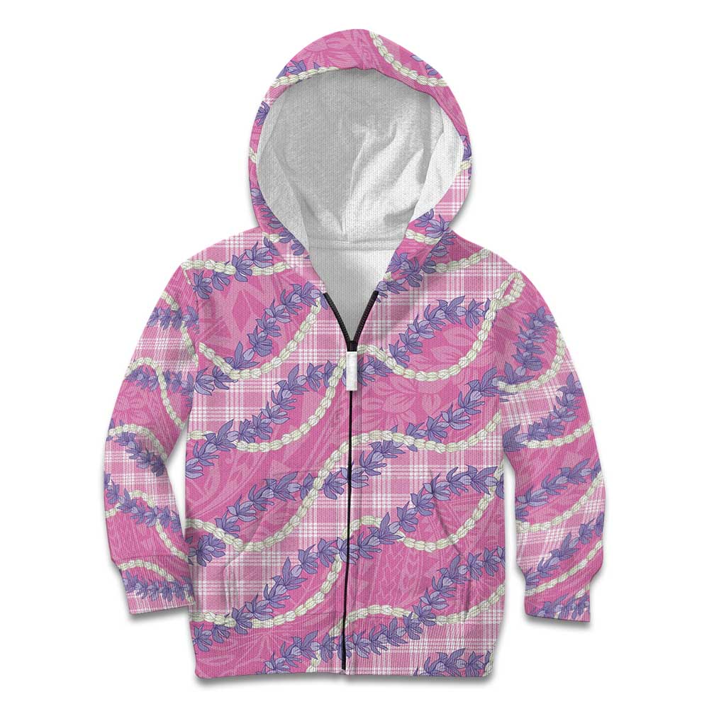 Pink Hawaii Palaka Honohono Pikake Kid Hoodie Hawaiian Orchid Lei Polynesian Pattern - Polynesian Pride