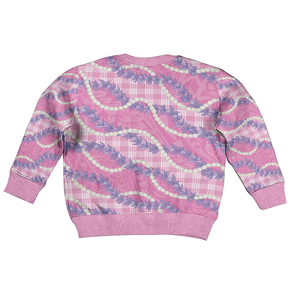 Pink Hawaii Palaka Honohono Pikake Kid Ugly Christmas Sweater Hawaiian Orchid Lei Polynesian Pattern - Polynesian Pride