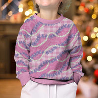 Pink Hawaii Palaka Honohono Pikake Kid Ugly Christmas Sweater Hawaiian Orchid Lei Polynesian Pattern - Polynesian Pride