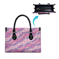 Pink Hawaii Palaka Honohono Pikake Leather Bag Hawaiian Orchid Lei Polynesian Pattern - Polynesian Pride