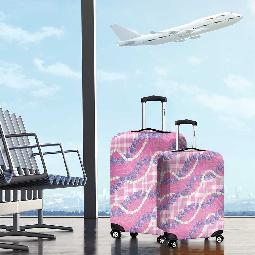 Pink Hawaii Palaka Honohono Pikake Luggage Cover Hawaiian Orchid Lei Polynesian Pattern - Polynesian Pride